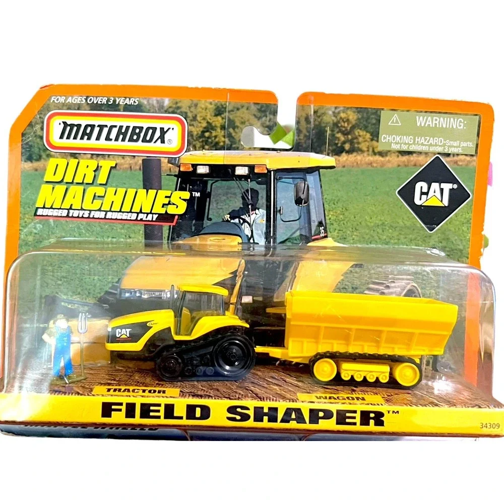 NEW Matchbox Dirt Machines #34309 CAT Field Shaper Tractor & Wagon